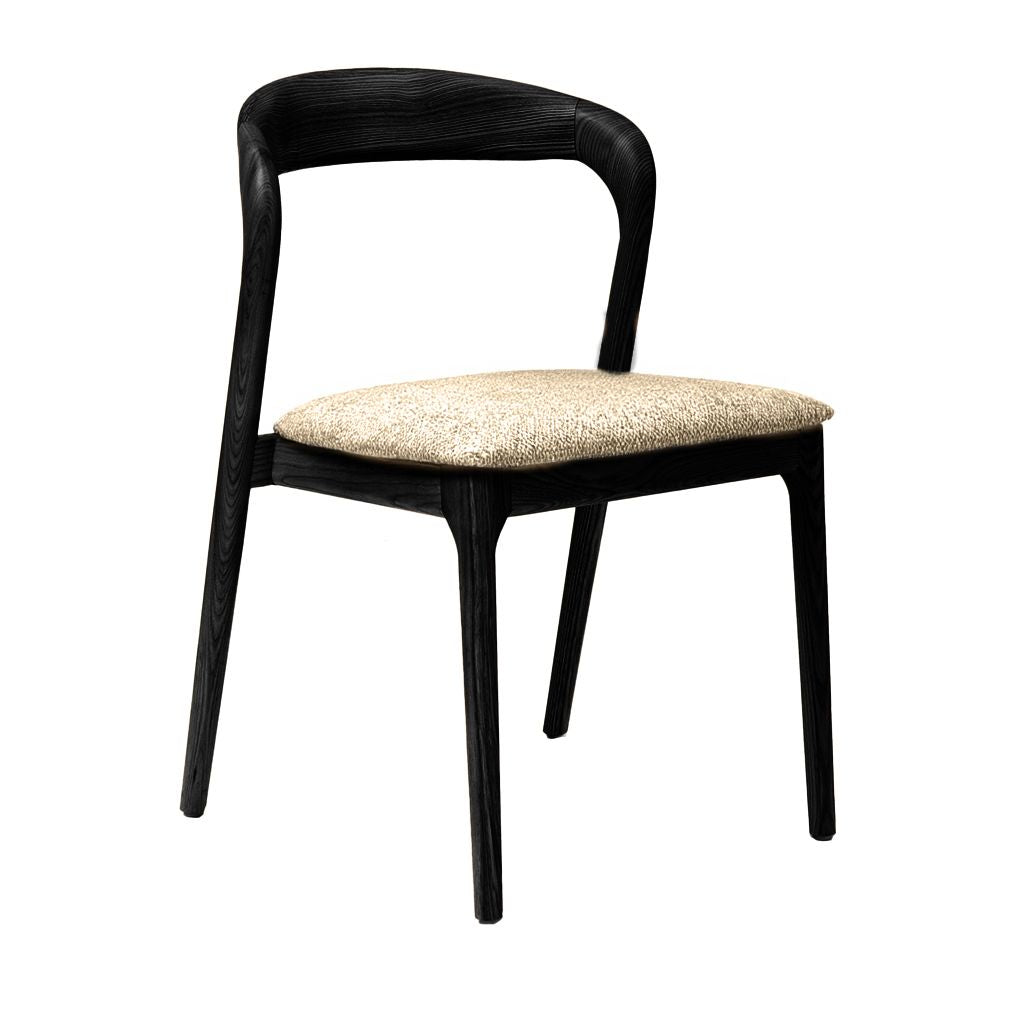 Shannen Dining Chair-Black Frame with Beige Fabric Seat