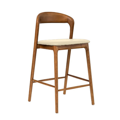 Shannen Bar Chair-Oak Frame with Beige PU Seat