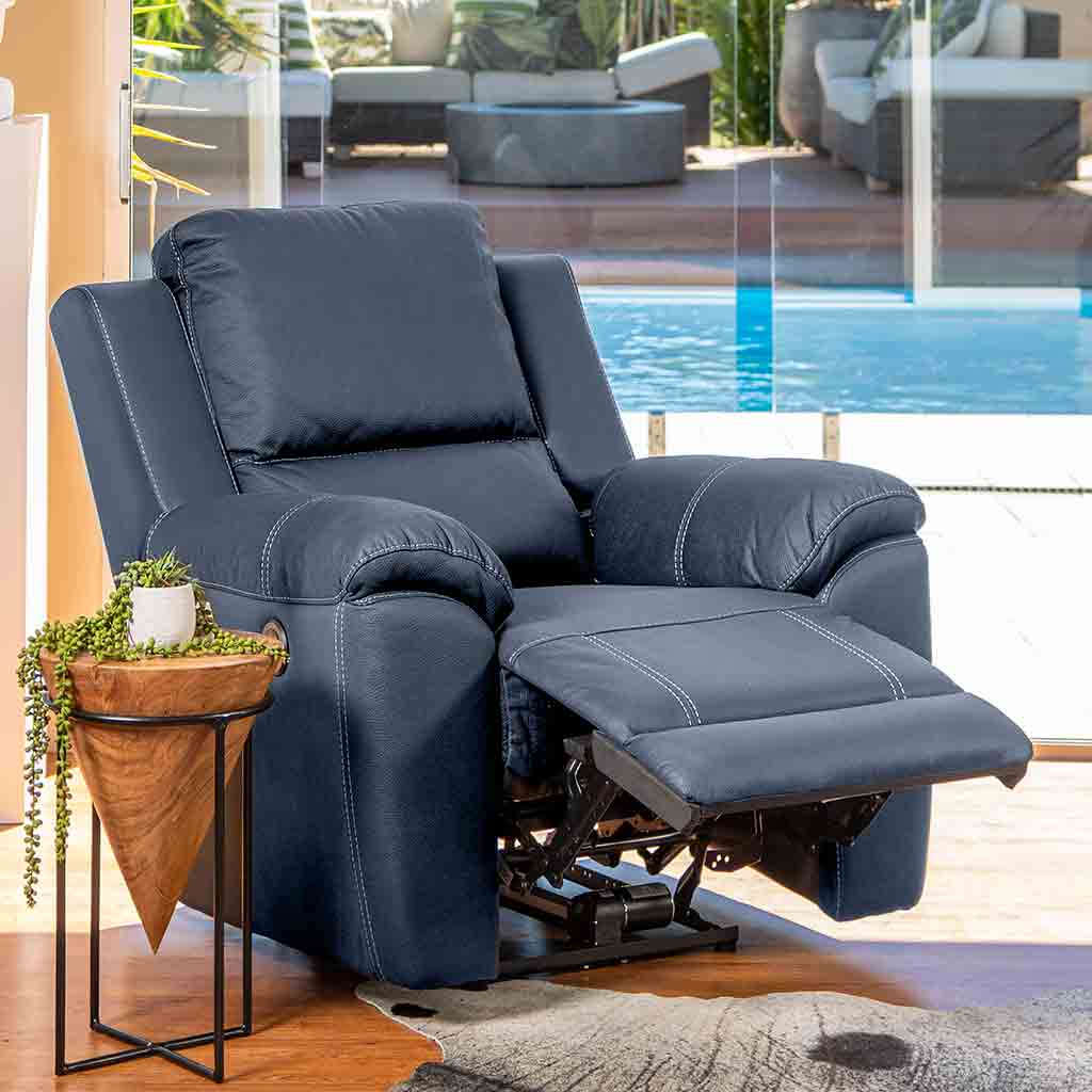 Harlee Fabric Power Recliner-Aegean
