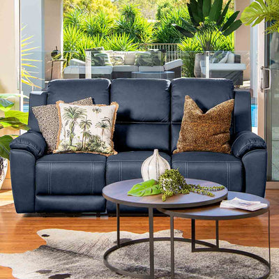 Harlee 3 Seater Fabric Power Recliner-Aegean hover image