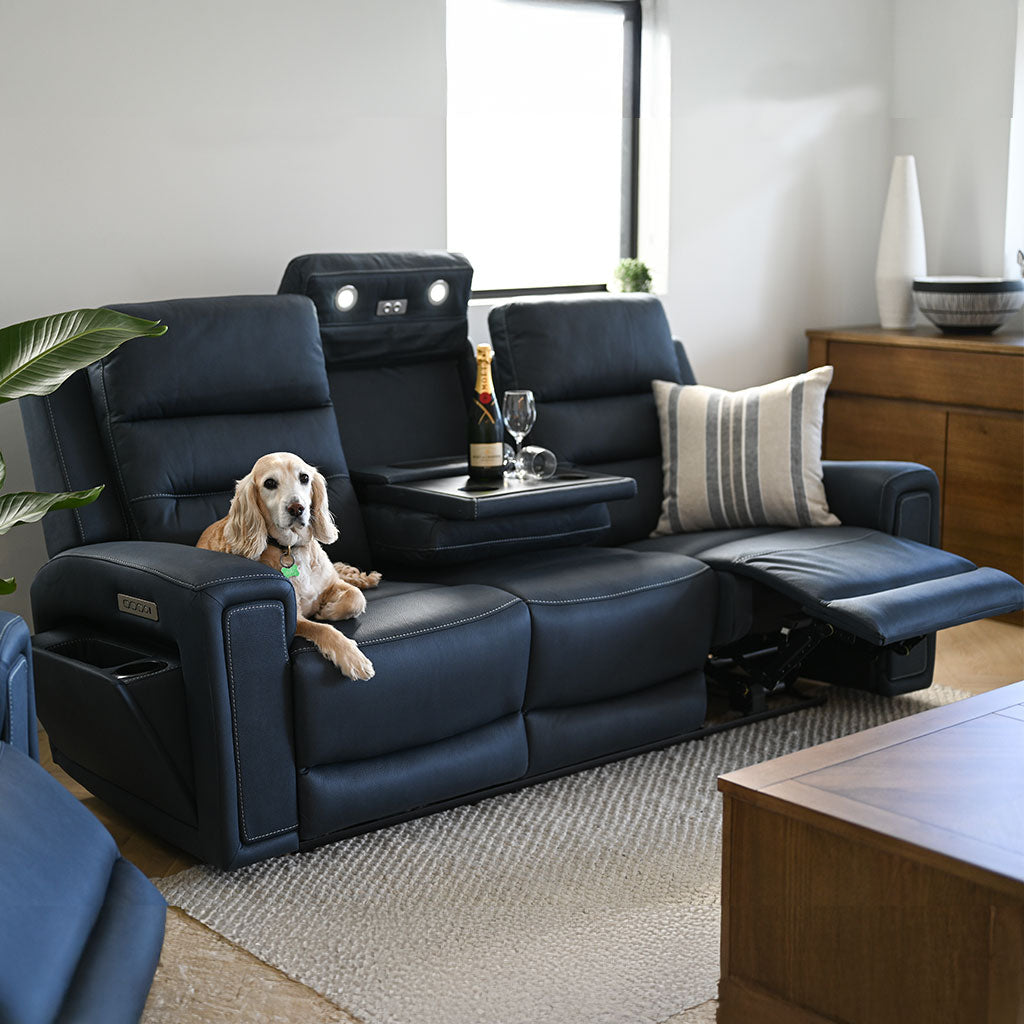 Mason 3 Seater Fabric Power Recliner-Aegean