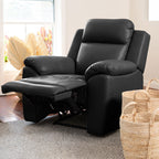 Mila Leather Manual Recliner-Black
