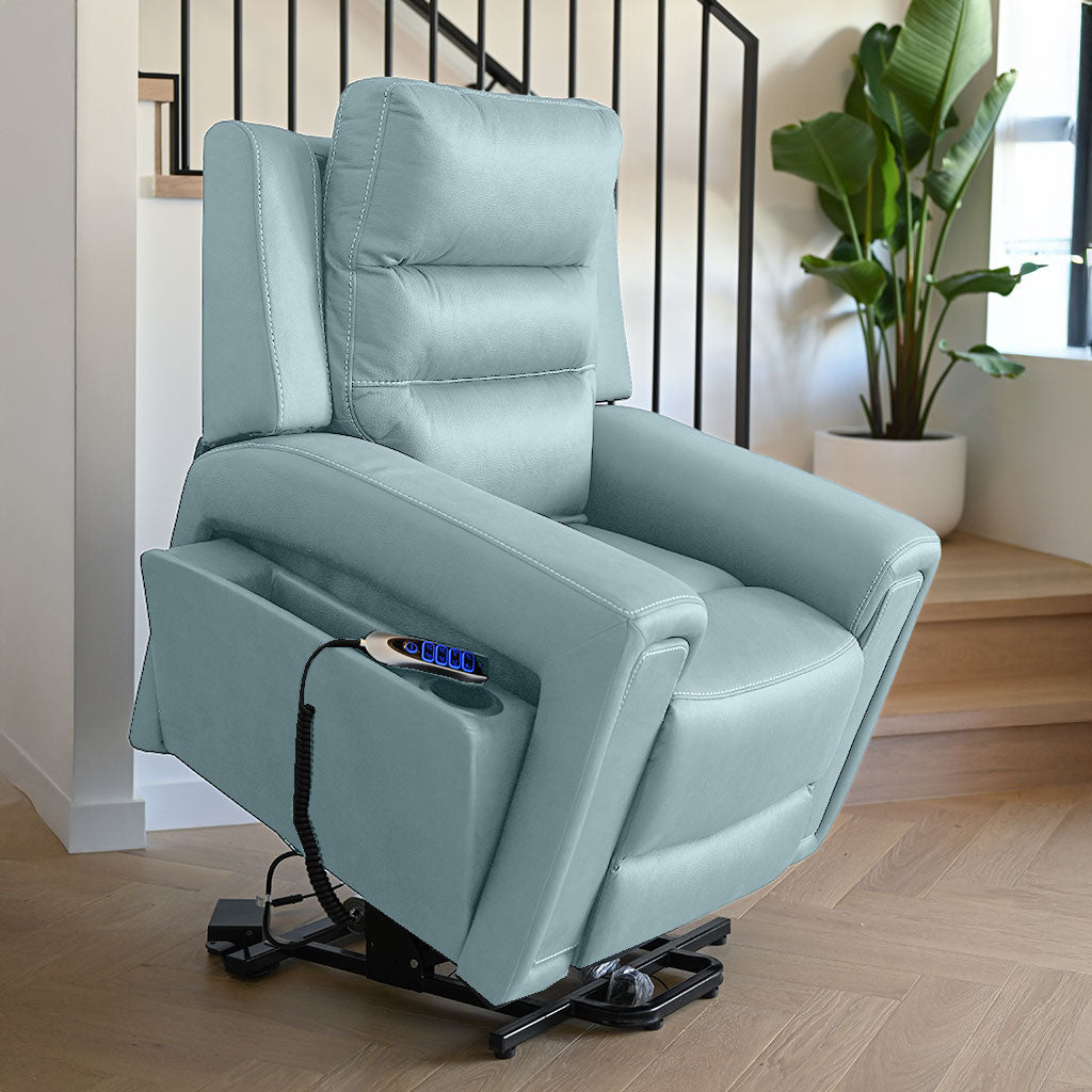 Mason Leather Lift Chair Triple Motor-Ice Blue
