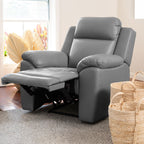 Mila Leather Manual Recliner-Storm