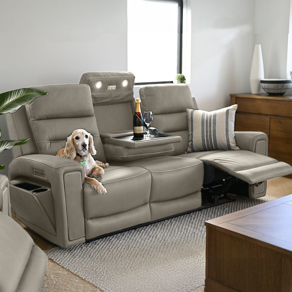 Mason 3 Seater Fabric Power Recliner-Mist