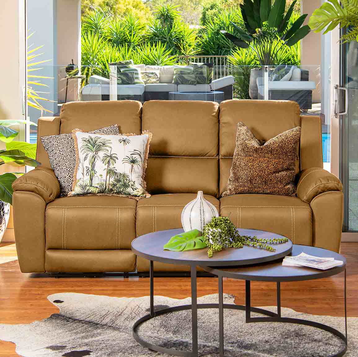 Harlee 3 Seater Fabric Power Recliner-Windsor