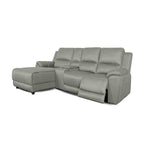 Harlee 3 Seater Fabric Sofa with LHF Chaise and Power Recliner-Shadow