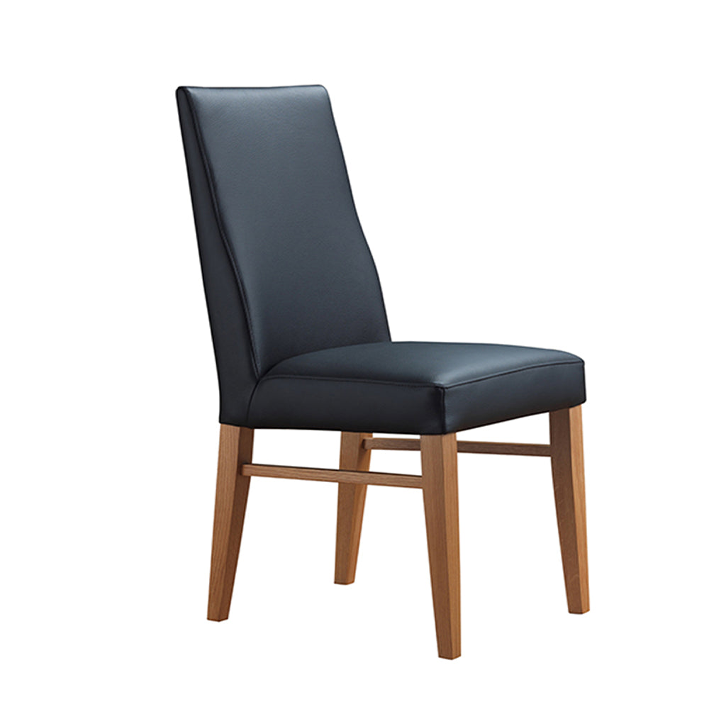Zack Leather Dining Chair-Black Leather with Blackwood Stain Legs