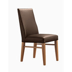 Zack Leather Dining Chair-Brown Leather with Wheat Stain Legs