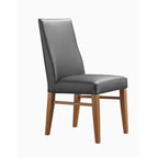 Zack Leather Dining Chair-Grey Leather with Wheat Stain Legs