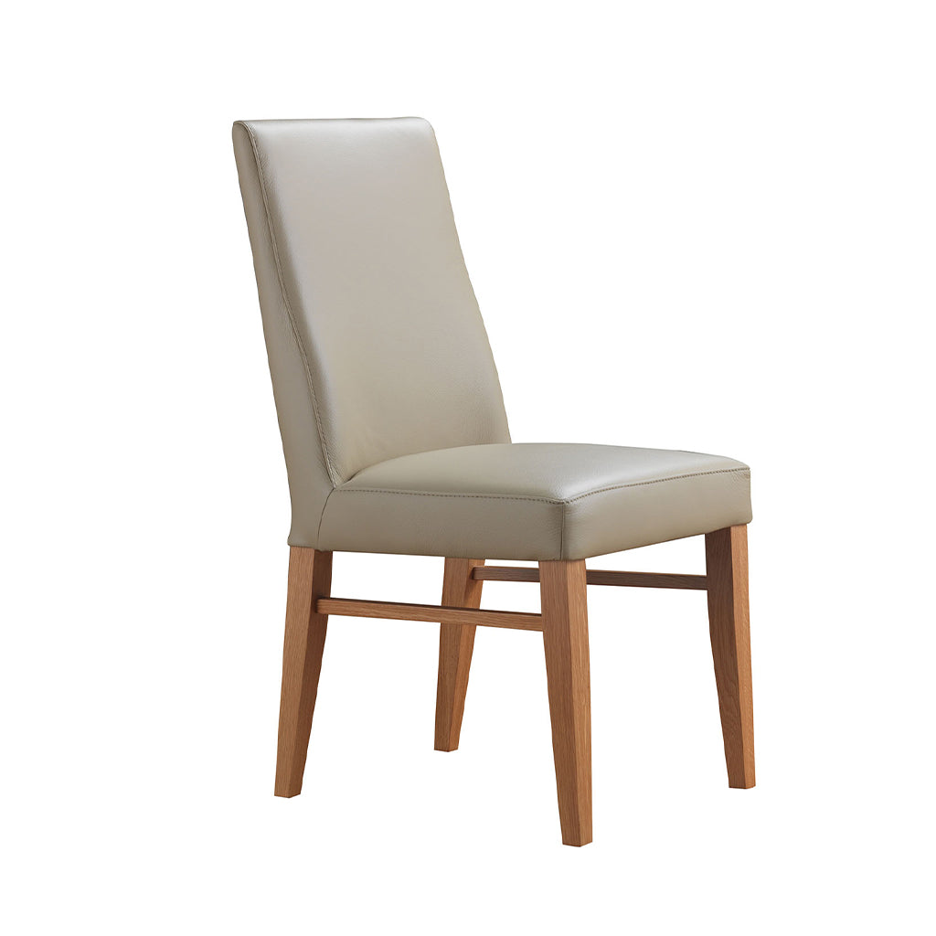 Zack Leather Dining Chair-Light Mocha Leather with Wheat Stain Legs