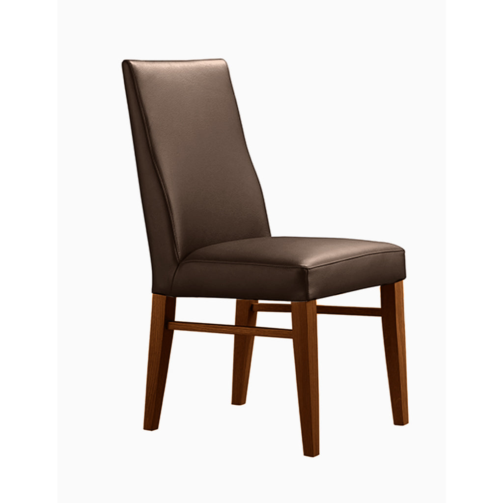 Zack Leather Dining Chair-Brown Leather with Blackwood Stain Legs