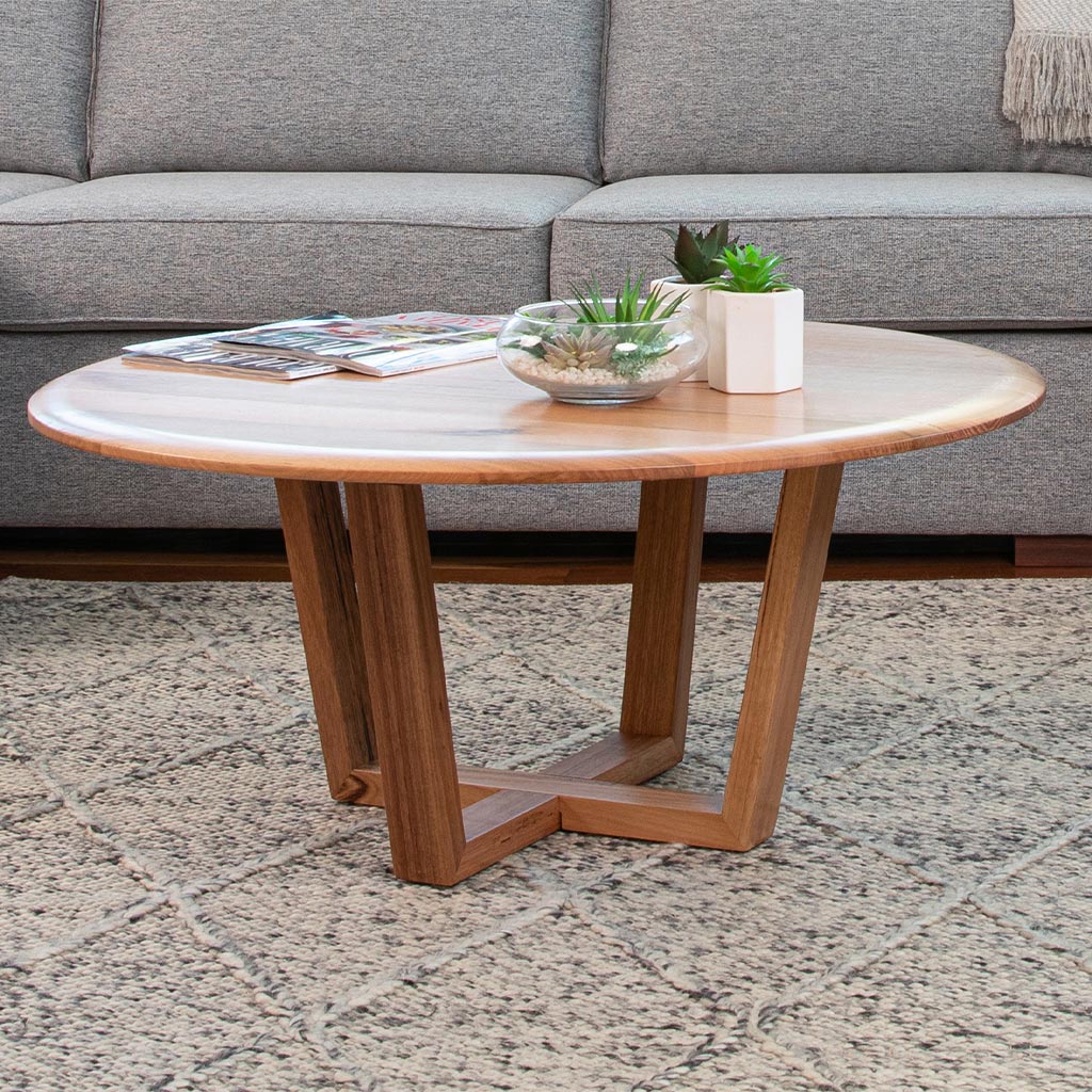 Bondi Round Coffee Table-Clear Lacquer