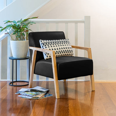 Stanford Leather Accent Chair-Black hover image