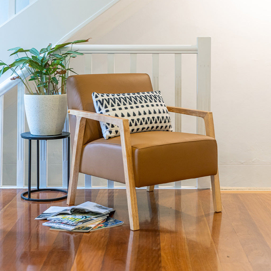 Stanford Leather Accent Chair-Tan