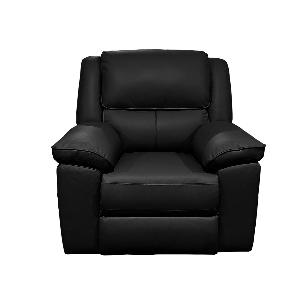 Ibis Leather Manual Recliner-Black
