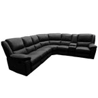 Ibis 6 Seater Leather Cnr Modular Recliner-Black