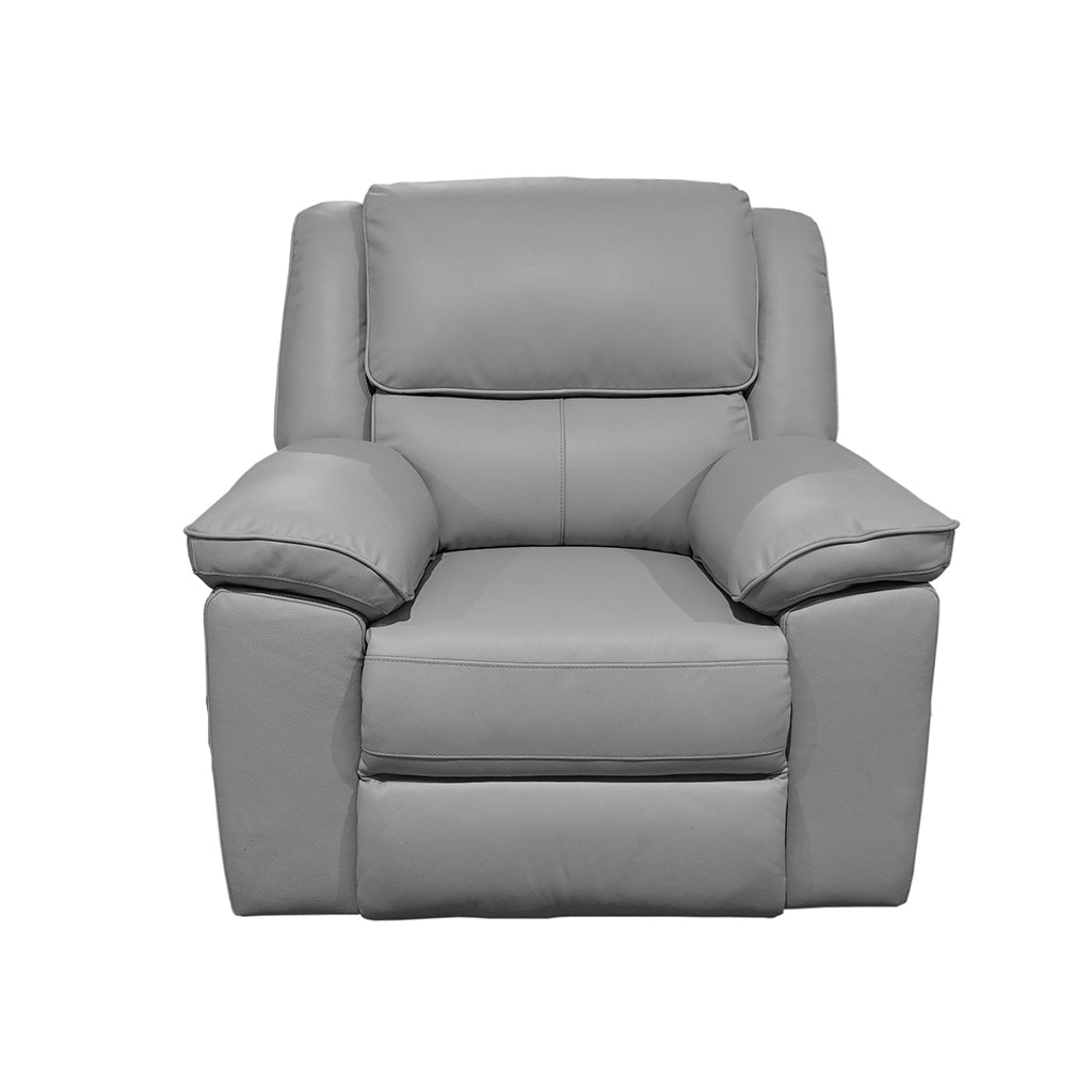 Ibis Leather Manual Recliner-Light Grey