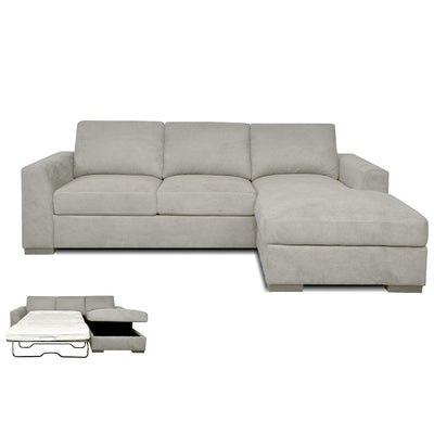 Oxford 3 Seater Sofa Bed with Chaise and Storage-Silver