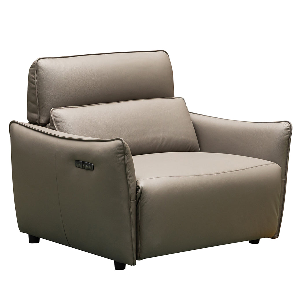 Memphis Leather Power Recliner with Adjustable Headrest-Mocha