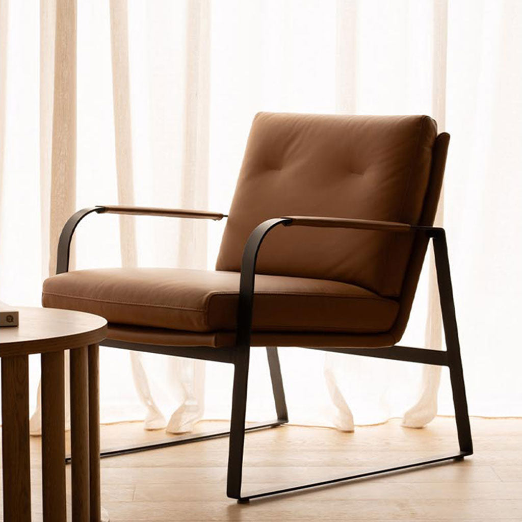 Lucas Leather Accent Chair-Toffee