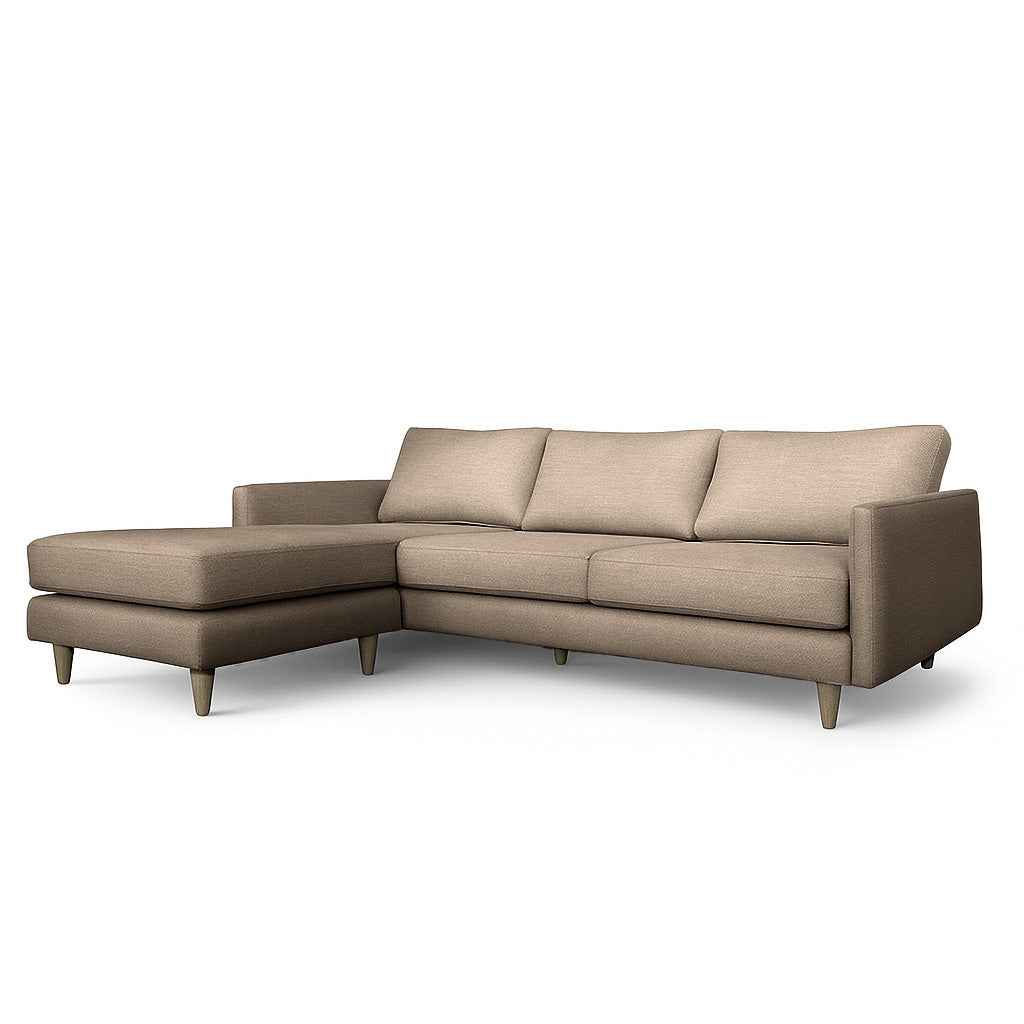 Mildura 3.5 Seater Fabric Sofa with Chaise-Sand