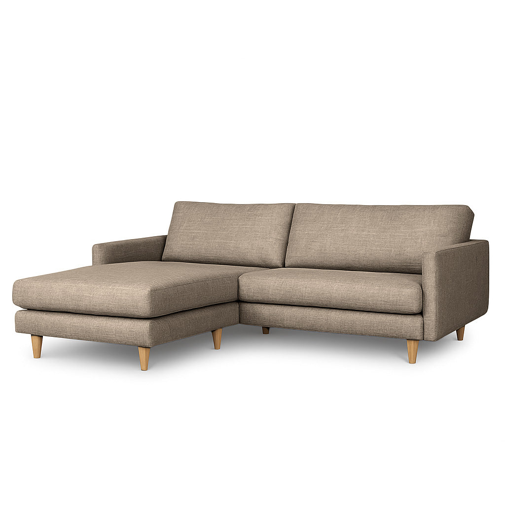 Mildura 3 Seater Fabric Sofa with Chaise-Sand