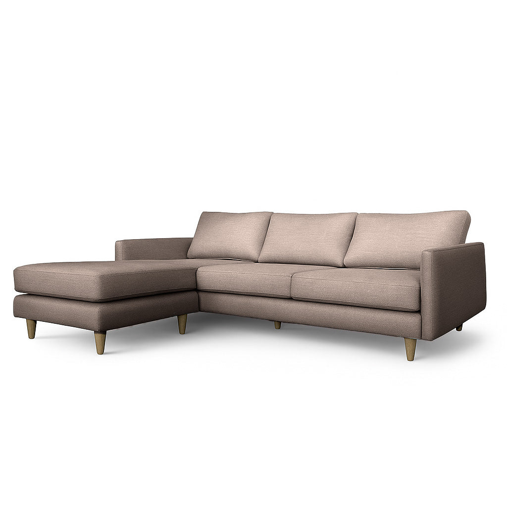 Mildura 3.5 Seater Fabric Sofa with Chaise-Taupe