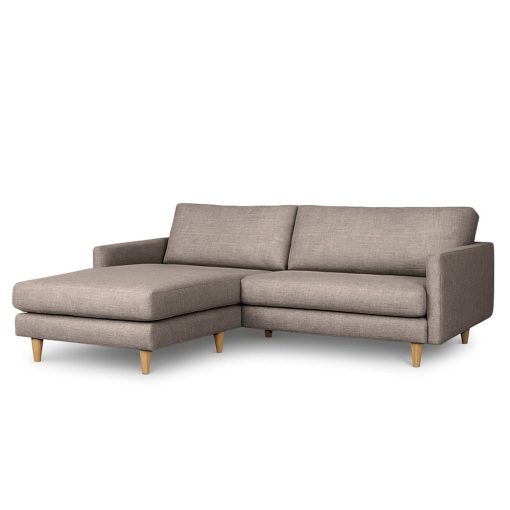 Mildura 3 Seater Fabric Sofa with Chaise-Taupe