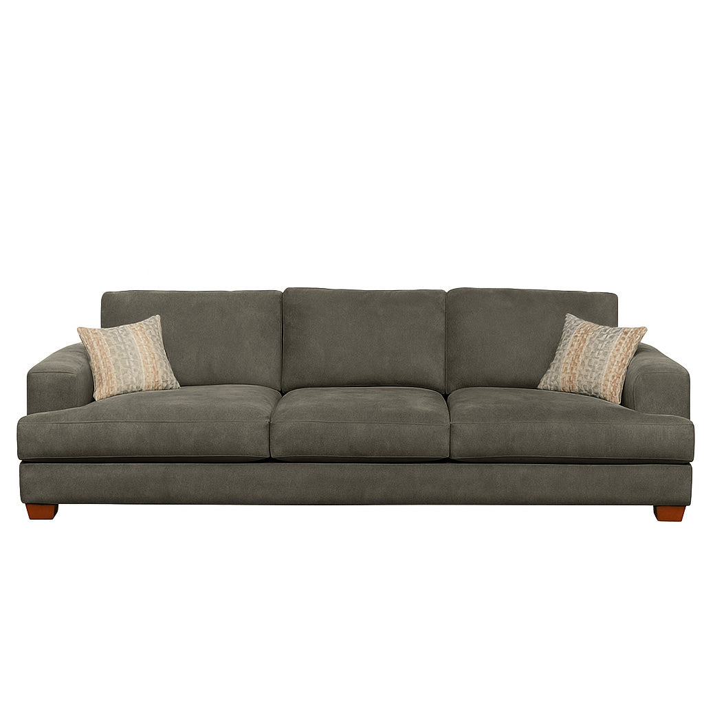 Noosa 3 Seater Fabric Sofa with Block Back Design-Driftwood