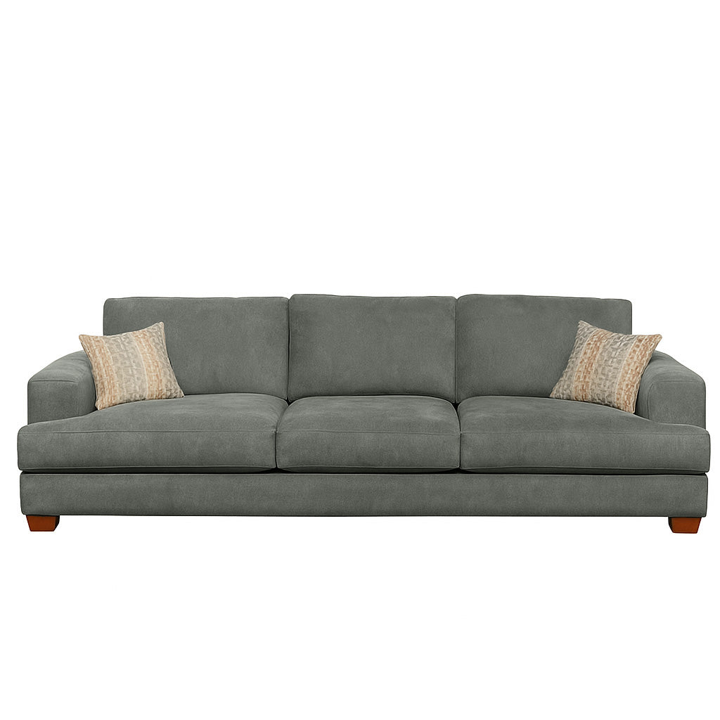 Noosa 3 Seater Fabric Sofa with Block Back Design-Shale