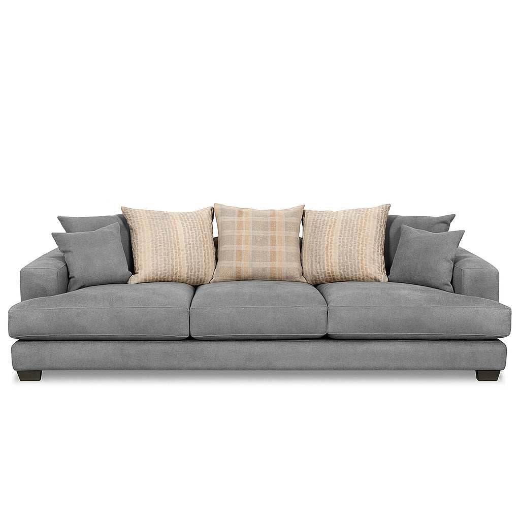 Noosa 3 Seater Fabric Sofa with Scatter Back Design-Silver