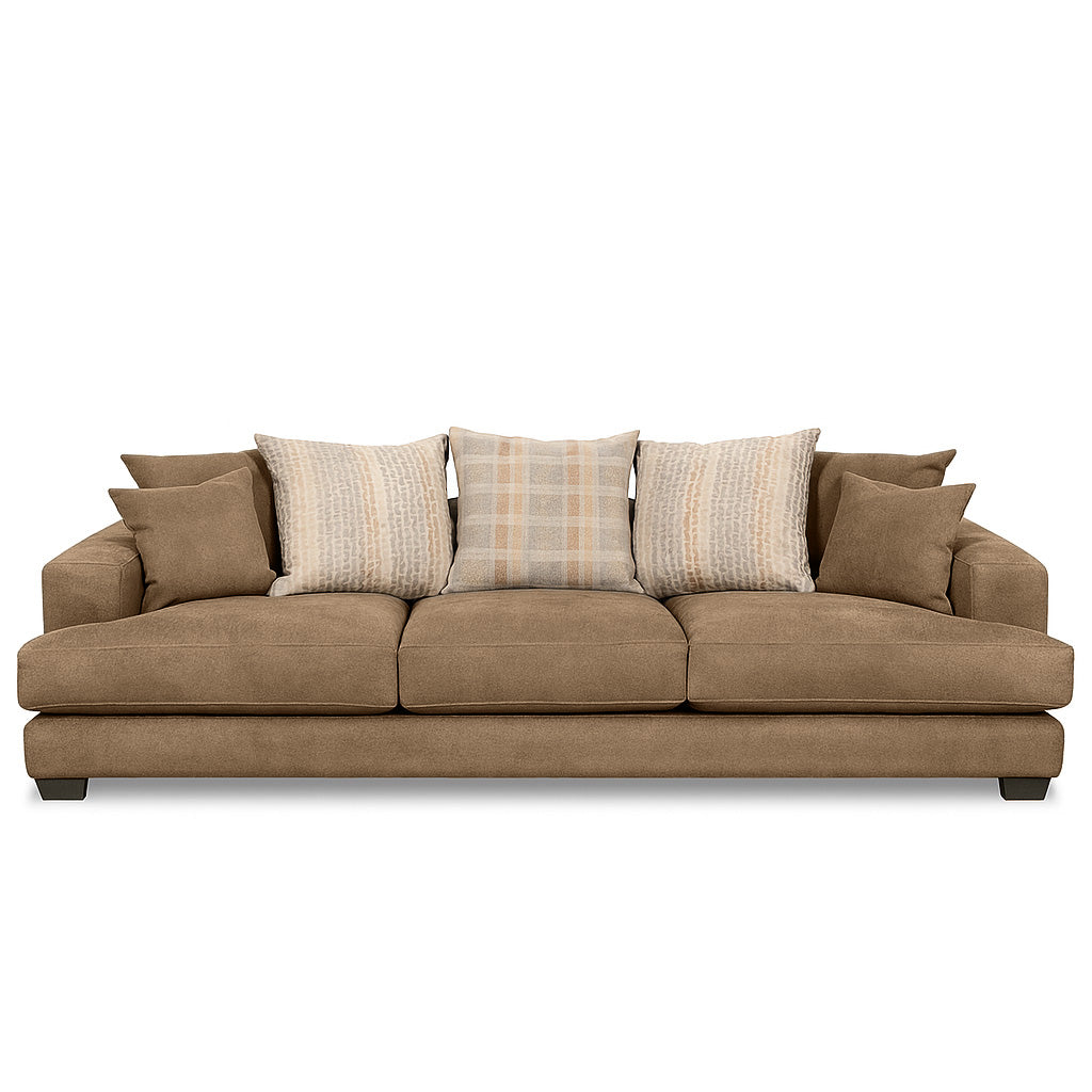 Noosa 3 Seater Fabric Sofa with Scatter Back Design-Toffee
