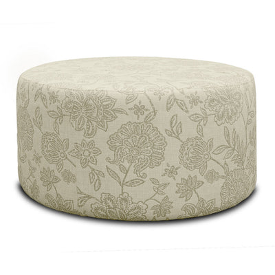 Floriana Fabric Round Ottoman-Custard