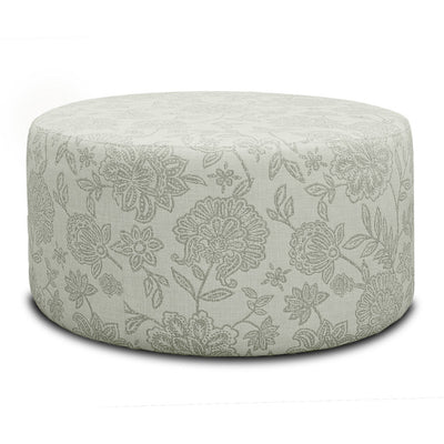 Floriana Fabric Round Ottoman-Sage