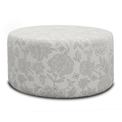 Floriana Fabric Round Ottoman-Alabaster