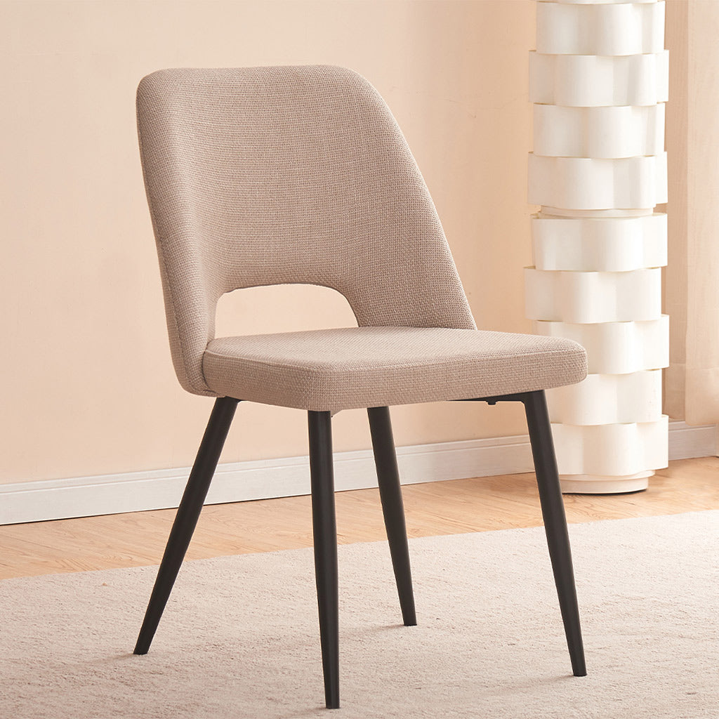 Zara Dining Chair-Ivory with Black Legs