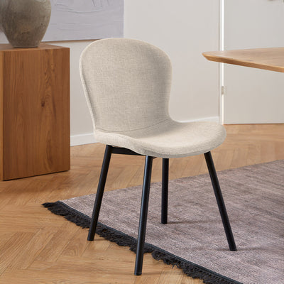 Maya Dining Chair-Ivory with Black Legs hover image