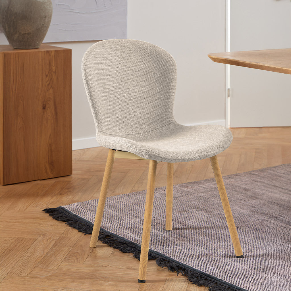 Maya Dining Chair-Ivory with Oak Look Legs
