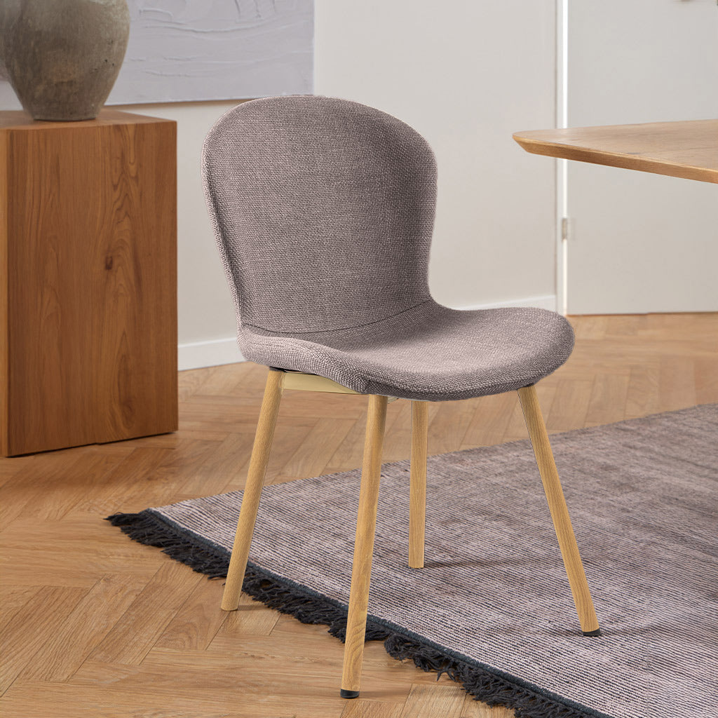 Maya Dining Chair-Grey with Oak Look Legs