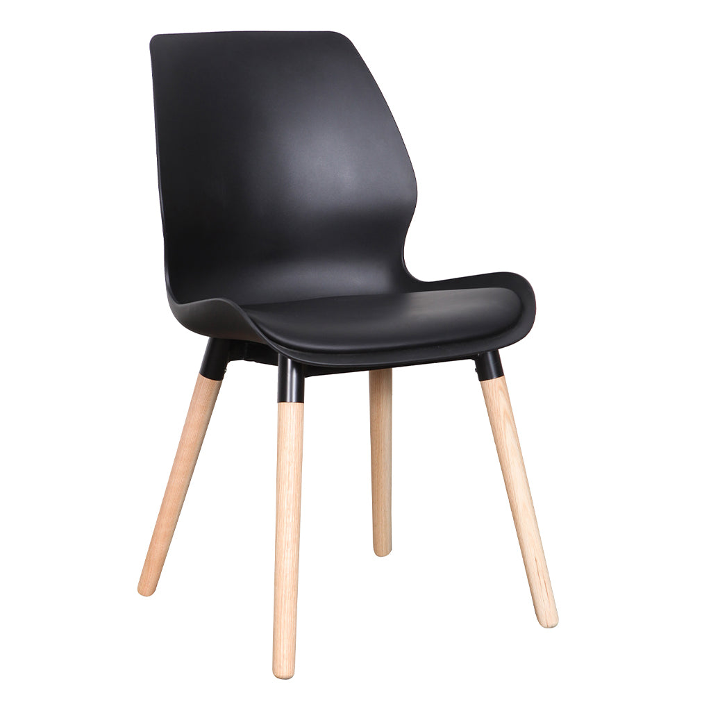 Europa Dining Chair-Black with Natural Legs