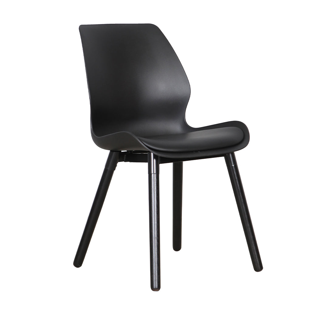 Europa Dining Chair-Black with Black Legs