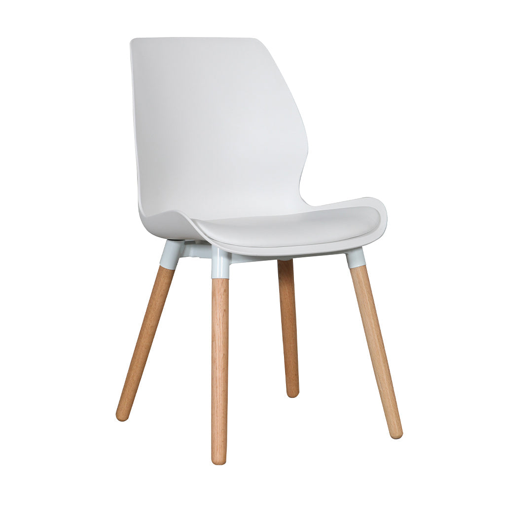 Europa Dining Chair-White with Natural Legs