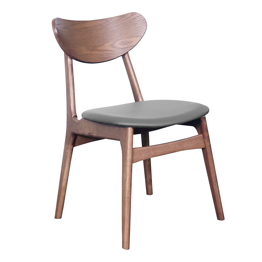Finland Dining Chair-Light Walnut with Charcoal PU Seat