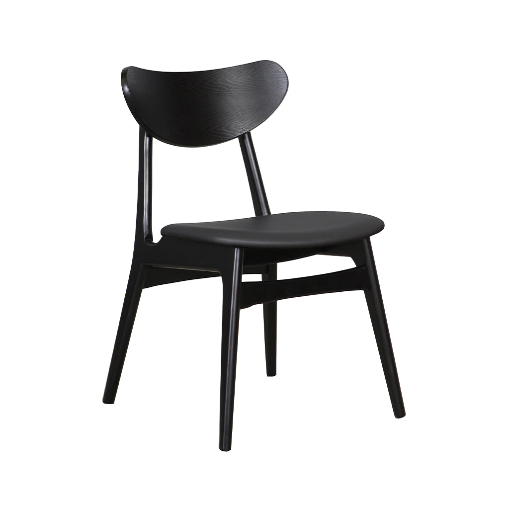 Finland Dining Chair-Black with Black PU Seat