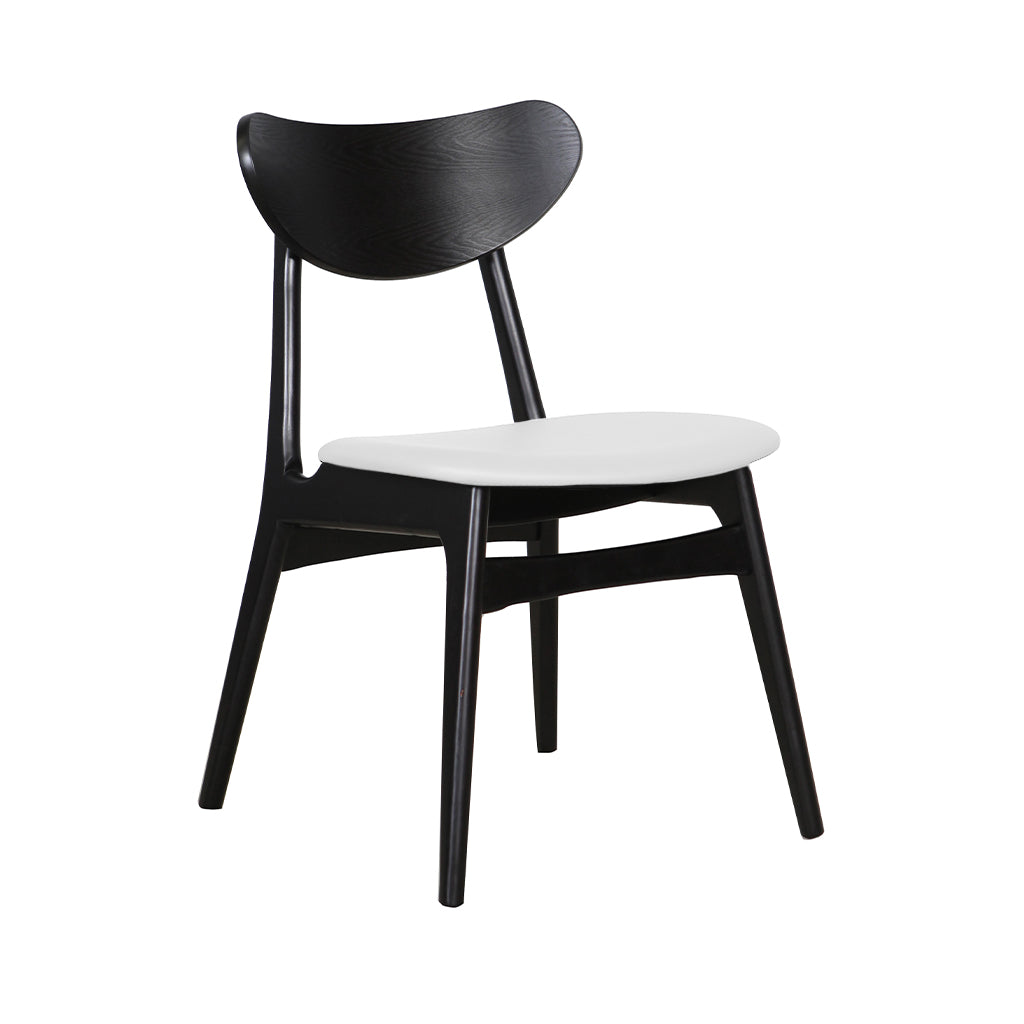 Finland Dining Chair-Black with White PU Seat