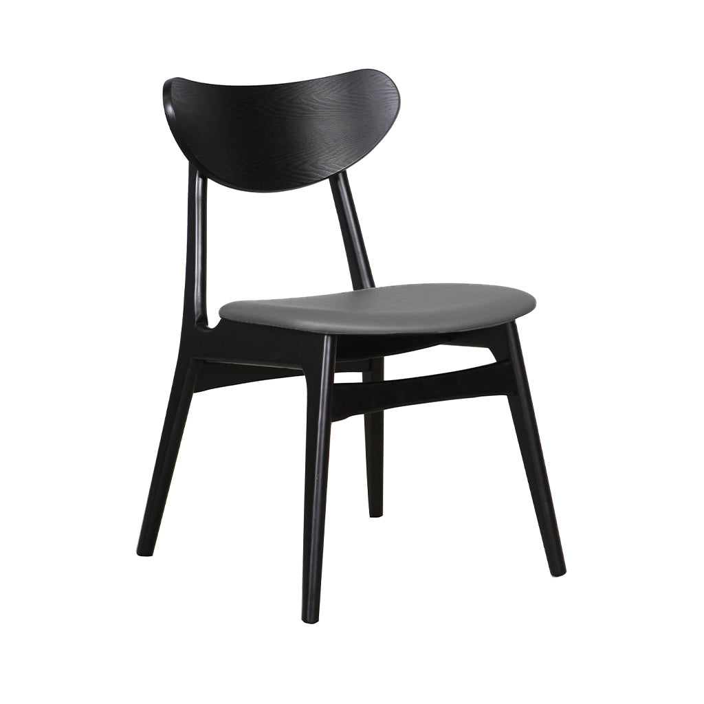 Finland Dining Chair-Black with Charcoal PU Seat