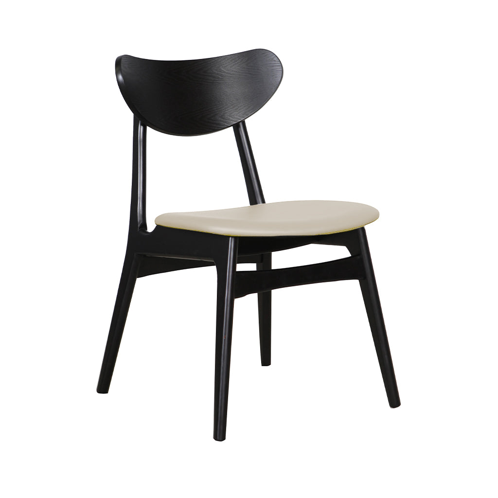 Finland Dining Chair-Black with Clay PU Seat
