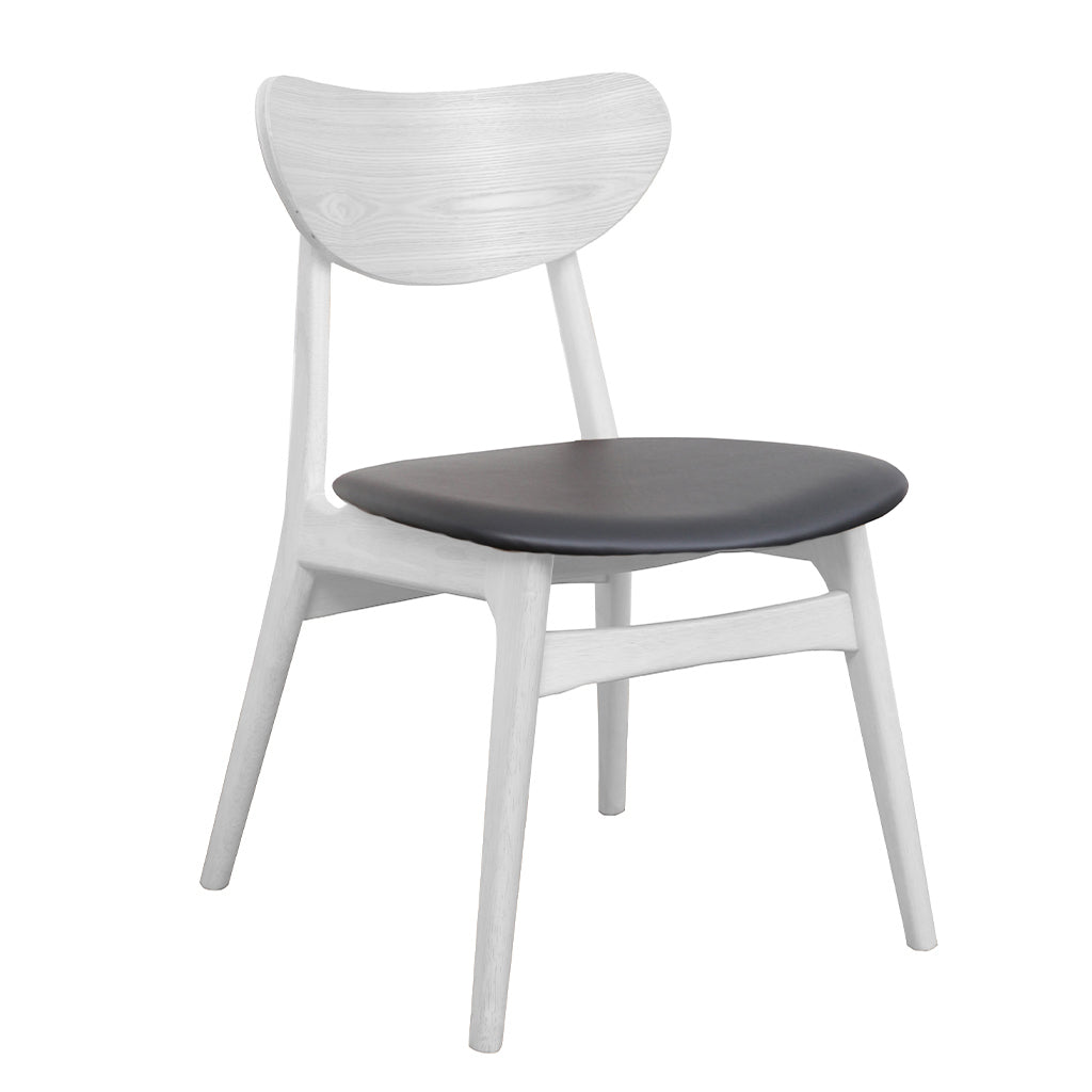 Finland Dining Chair-White with Black PU Seat