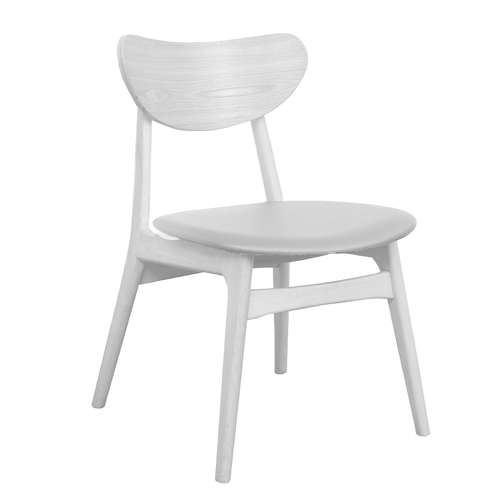 Finland Dining Chair-White with White PU Seat